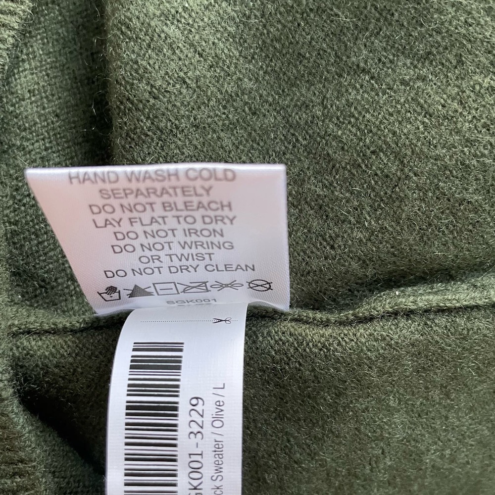 Quince 100% Mongolian Cashmere Crewneck Sweater Olive Green Size Large NEW - Picture 9 of 9